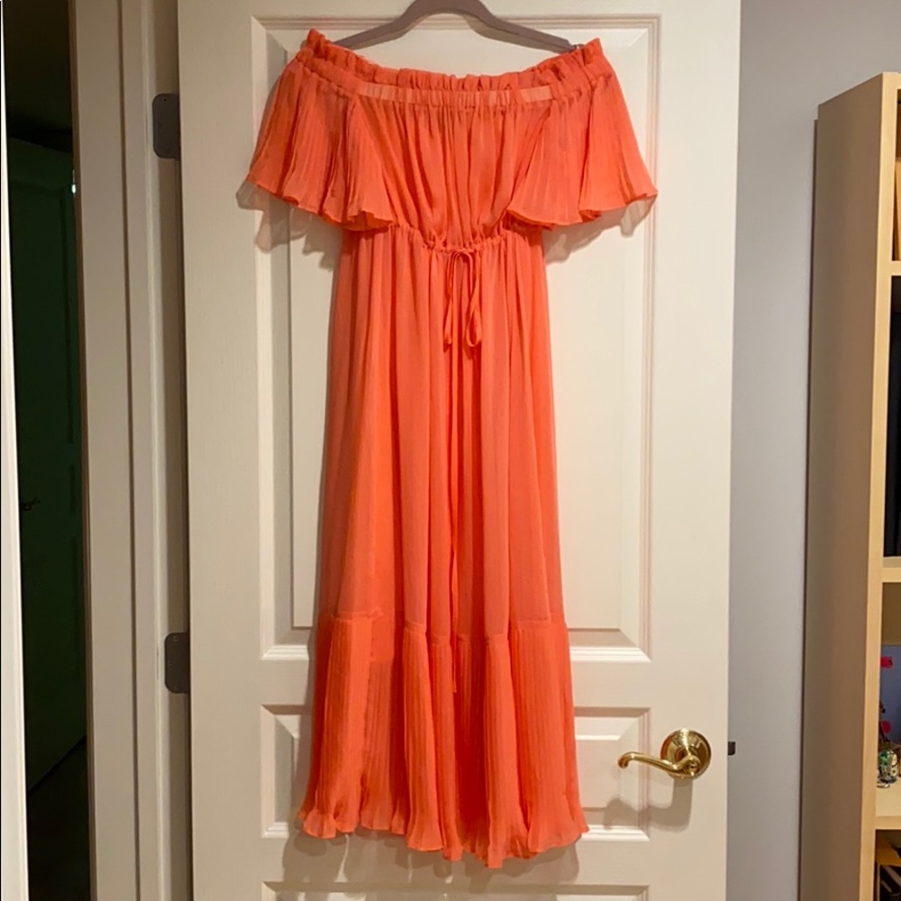 Thalia Sodi Off Shoulder Bell Sleeve Chiffon Dress